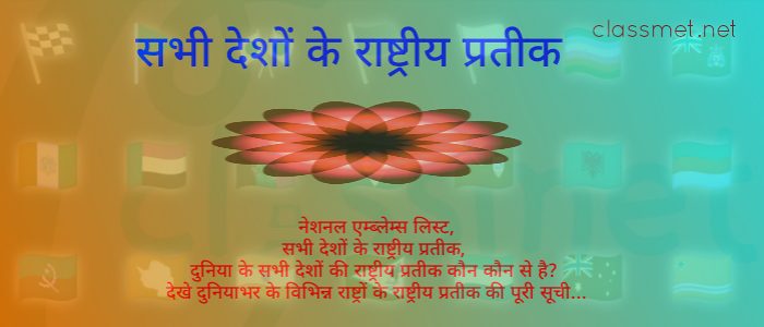 देशों के राष्ट्रीय प्रतिक, विश्व के सभी देशों के राष्ट्रीय चिन्ह, नेशनल एम्ब्लेम्स लिस्ट